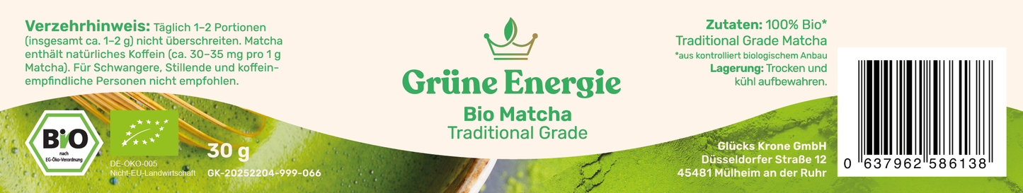 Grüne Energie - Bio Traditional Grade Matcha - 30g