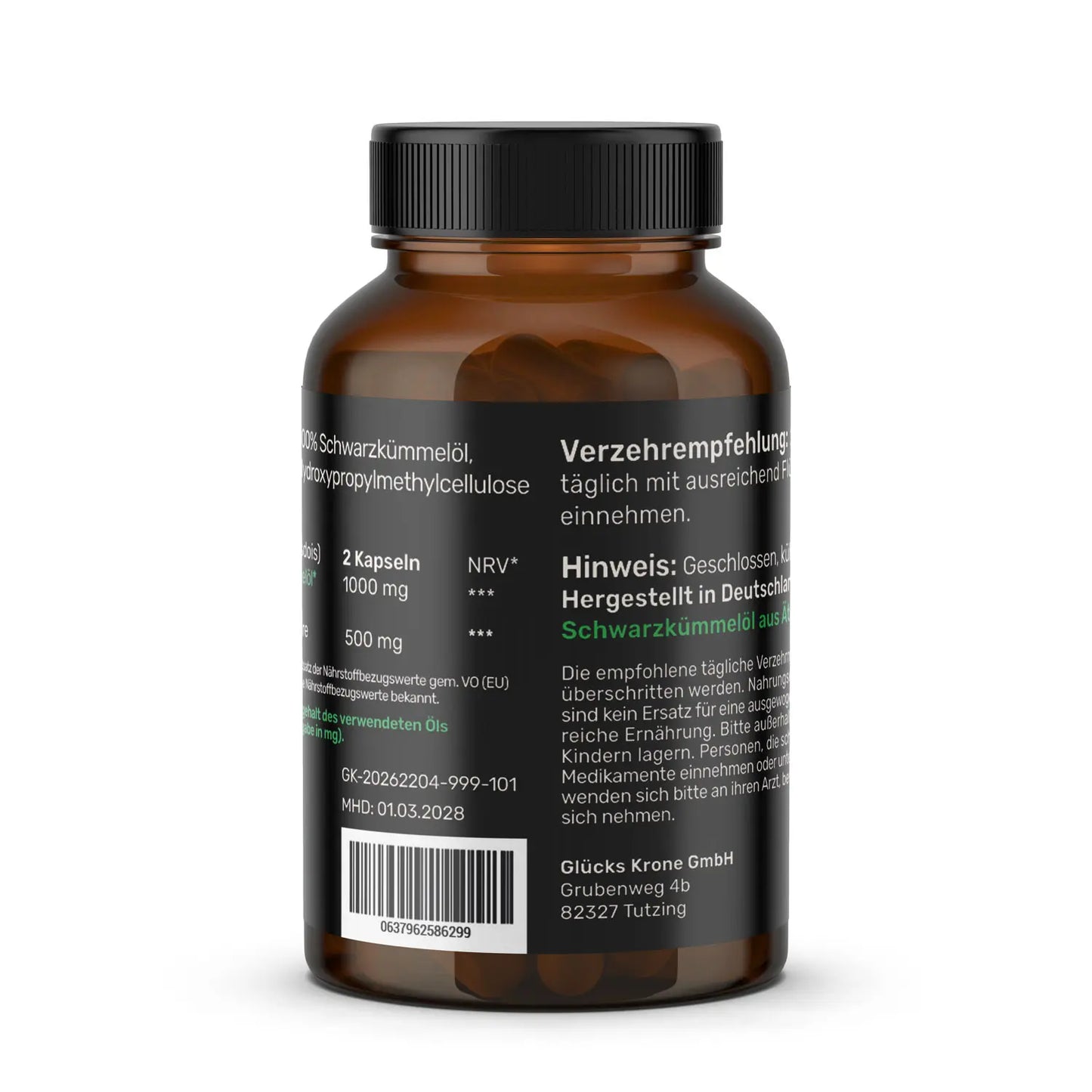 Schwarzes Gold - Schwarzkümmelöl 40.000+ Thymochinongehalt - 60 Kapseln