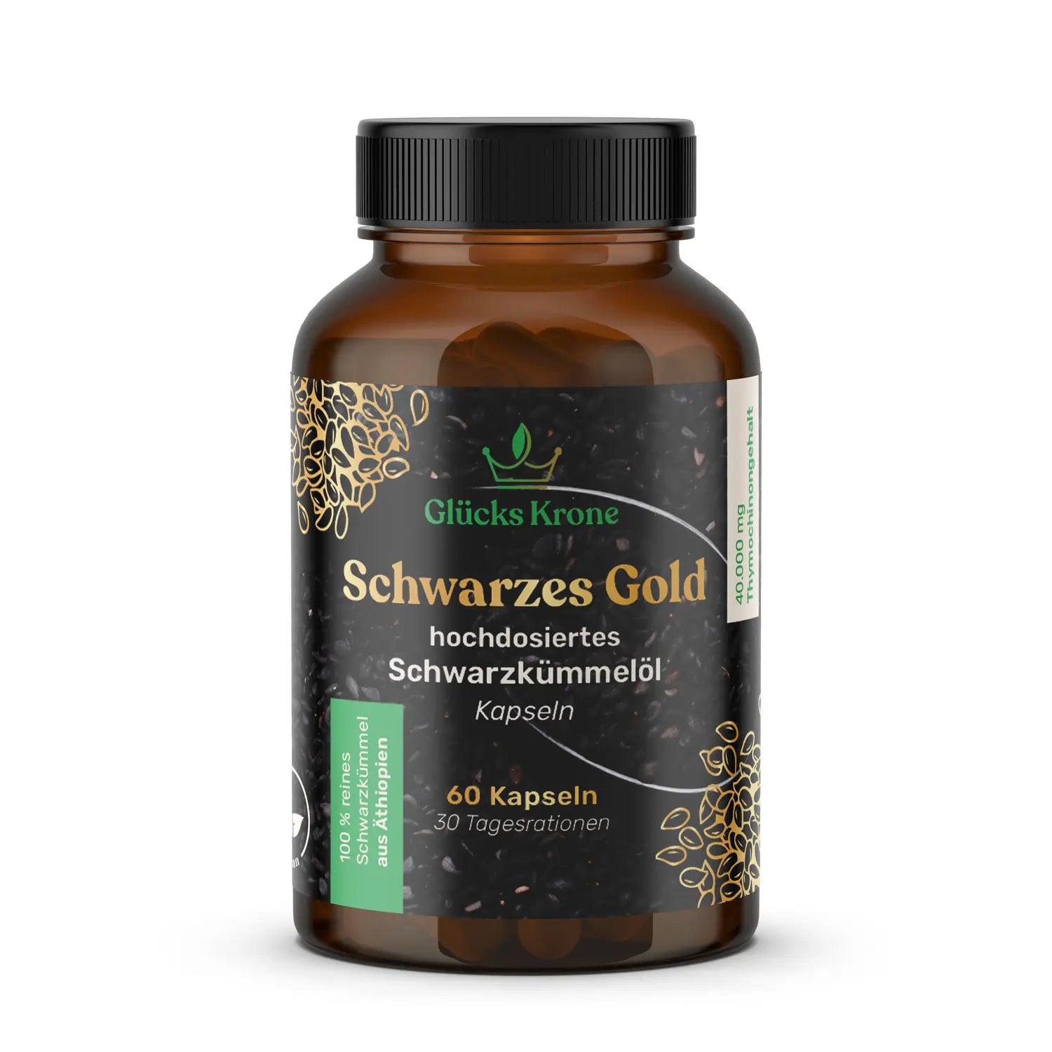 Schwarzes Gold - Schwarzkümmelöl 22.000 mg/kg Thymochinongehalt - 60 Kapseln