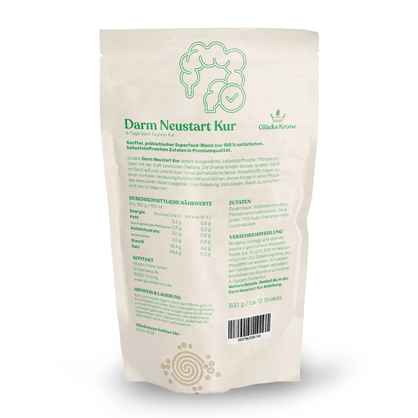 Darm Neustart Kur - 300g / 12 Shakes + gratis Darm-Guide