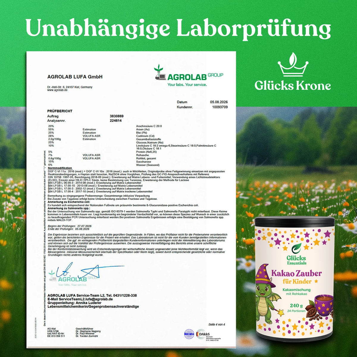 Kakao Zauber + gratis glücksi Buch - Kakaomischung für Kinder - 240 g