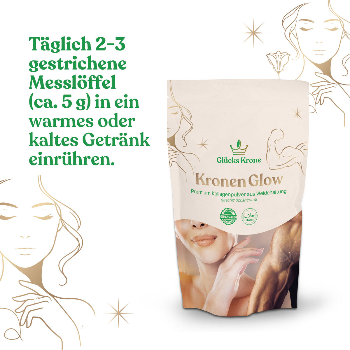 Kronen Glow - Kollagen Pulver aus Weidehaltung - 333 g