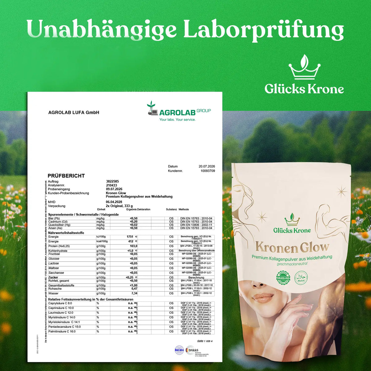 Kronen Glow - Kollagen Pulver aus Weidehaltung - 333 g