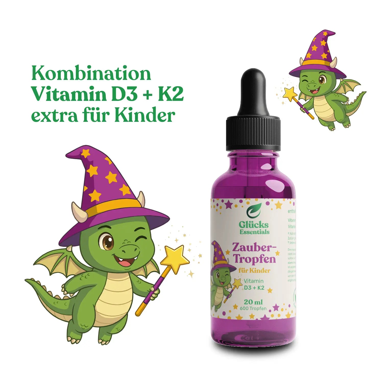 ZauberTropfen + gratis glücksi Buch - Vitamin D3 + K2 für Kinder - 20 ml