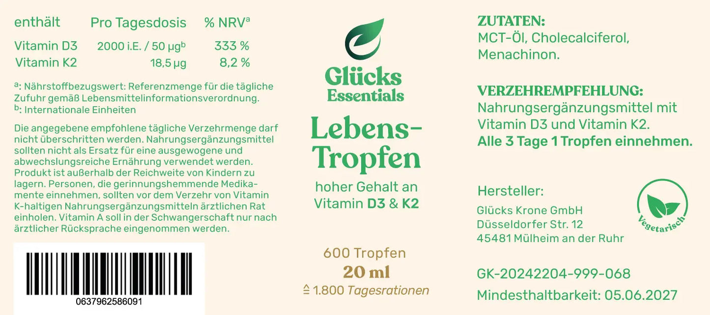 Lebens-Tropfen 2.000 IE (D3 + K2) - 20ml