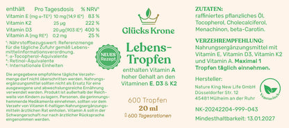 Lebens-Tropfen 1.000 IE (D, E, K, A) - 20ml - für Erwachsene & Kinder