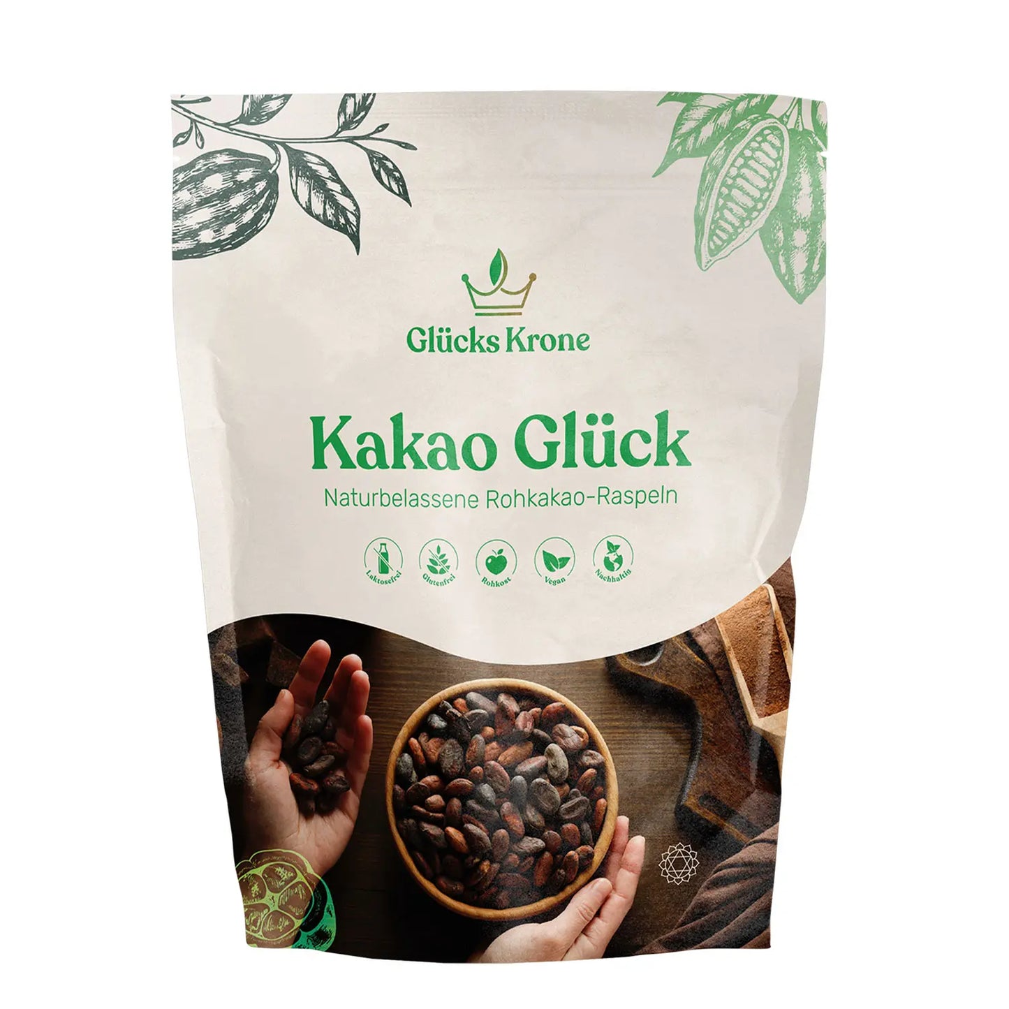 Bio Kakao Glück 1 kg (100% Bio Roh Kakao)