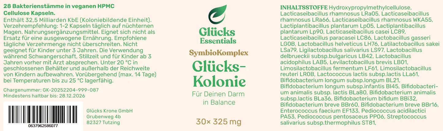 Glücks Kolonie (Darm Mikrobiom) - 30 Kapseln