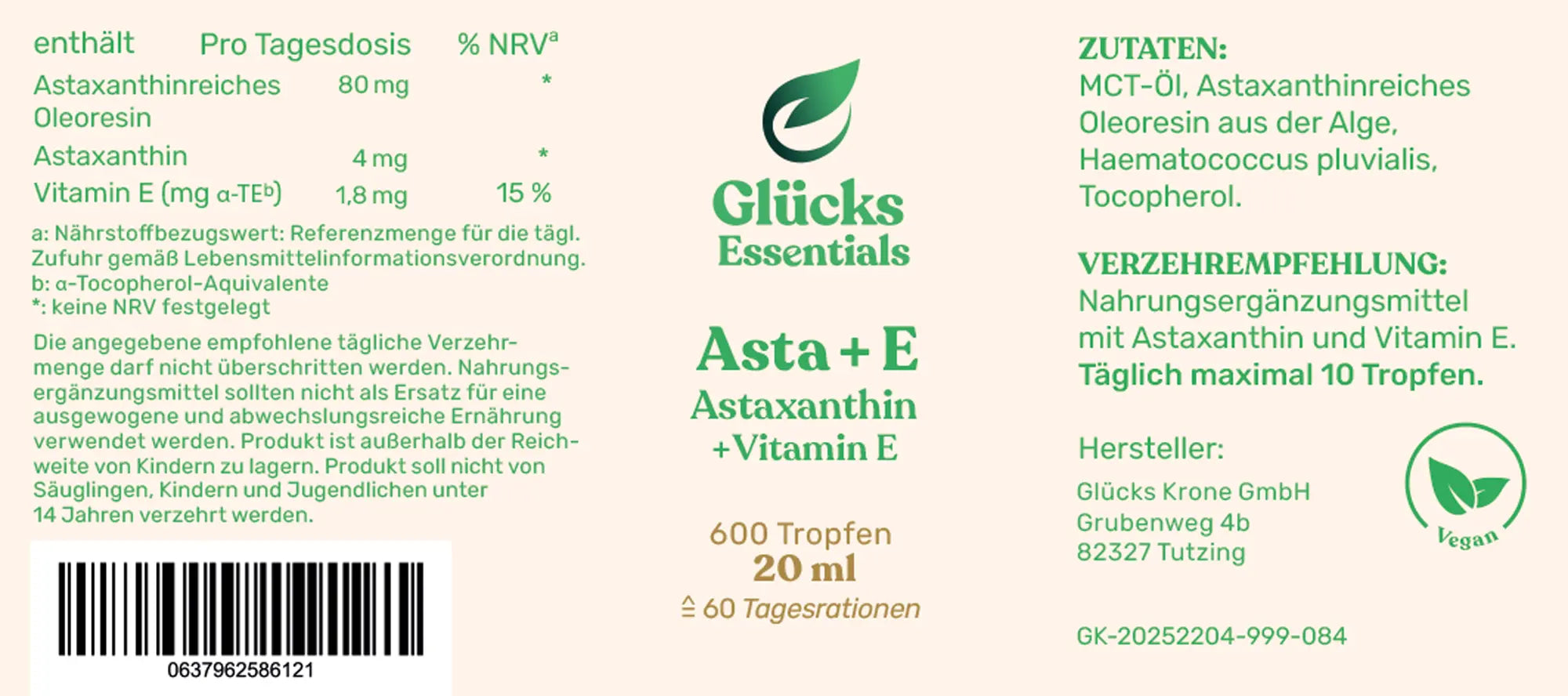 Asta + E - Astaxanthin + Vitamin E - 20 ml