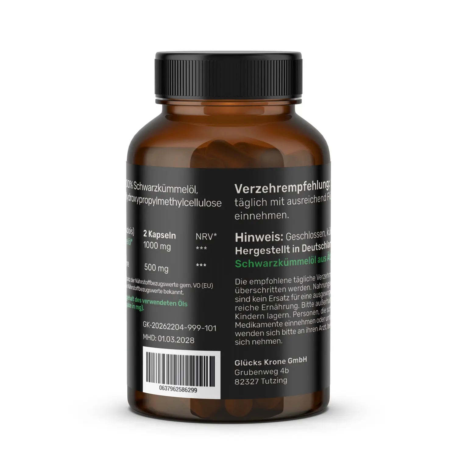Schwarzes Gold - Schwarzkümmelöl 22.000 mg/kg Thymochinongehalt - 60 Kapseln