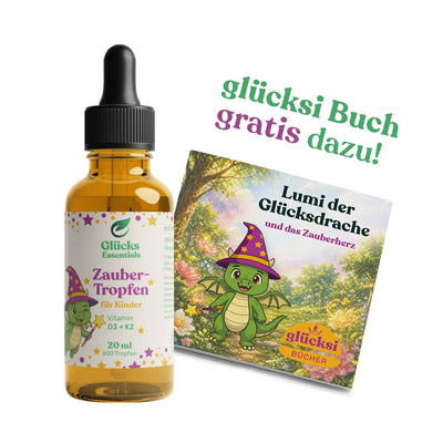 ZauberTropfen + gratis glücksi Buch - Vitamin D3 + K2 für Kinder - 20 ml