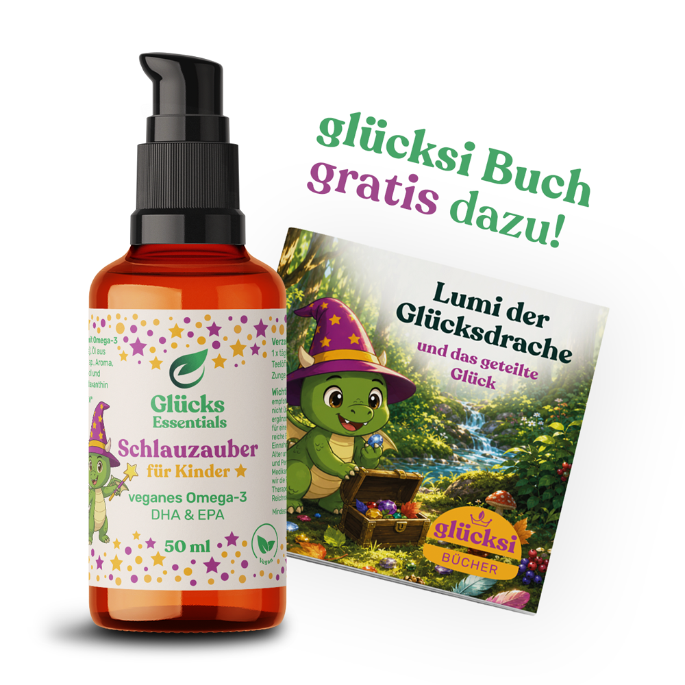 Schlauzauber + gratis glücksi Buch - Omega 3 DHA/EPA für Kinder - 50ml