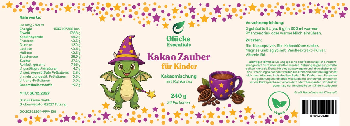 Kakao Zauber + gratis glücksi Buch - Kakaomischung für Kinder - 240 g