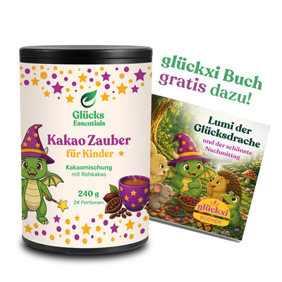 Kakao Zauber + gratis glücksi Buch - Kakaomischung für Kinder - 240 g
