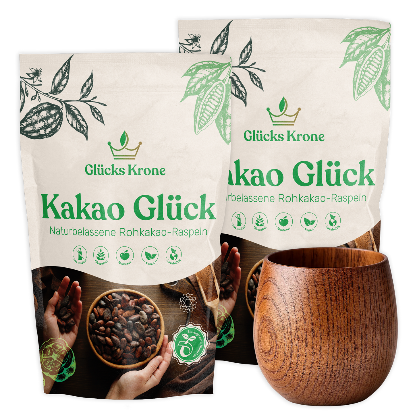 Kakao Glück Weihnachts-Bundle + Eichenholzbecher