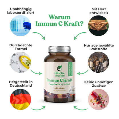 Immun C Kraft - Vitamin C aus Hagebutte - 60 Kapseln