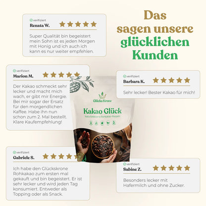 Bio Kakao Glück 1 kg (100% Bio Roh Kakao)