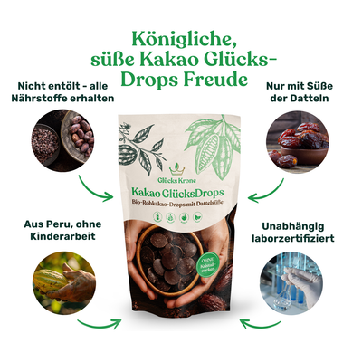Kakao GlücksDrops - Bio-Rohkakao-Drops mit Dattelsüße - 250 g