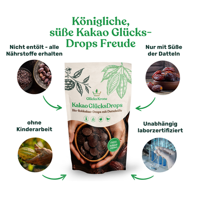Kakao GlücksDrops - Bio-Rohkakao-Drops mit Dattelsüße - 250 g
