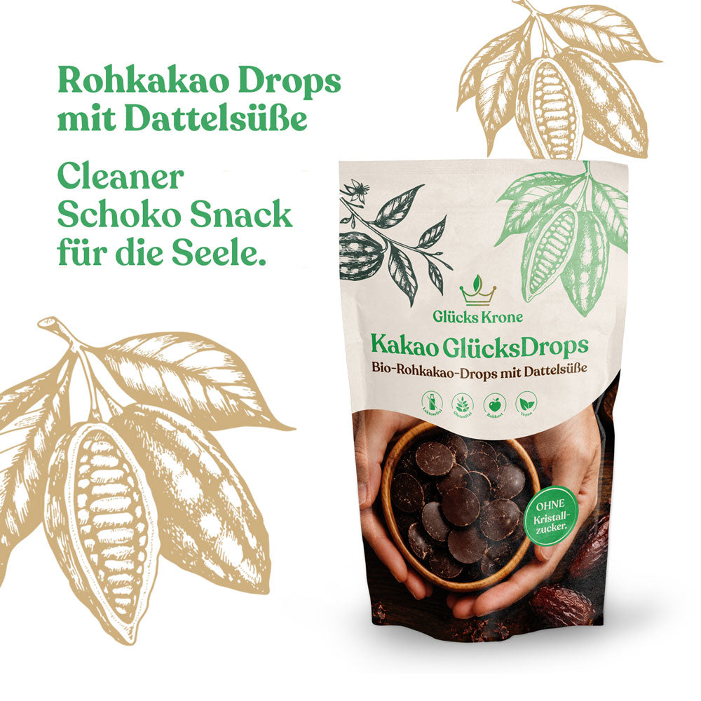 Kakao GlücksDrops - Bio-Rohkakao-Drops mit Dattelsüße - 250 g