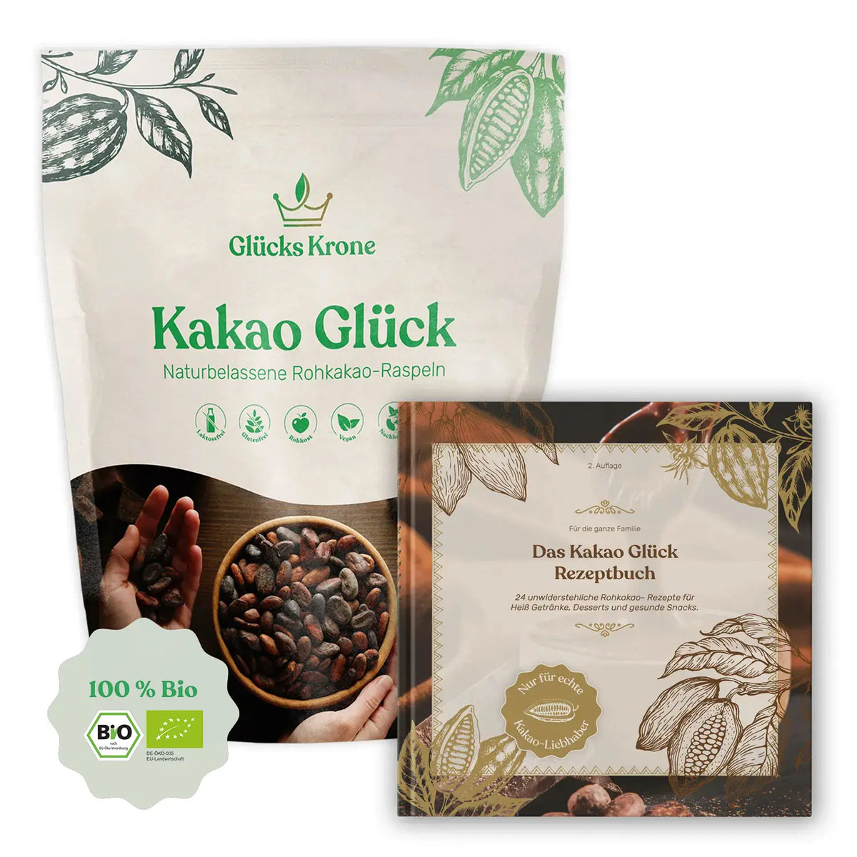 1 Kilo Bio Kakao Glück + Rezeptbuch