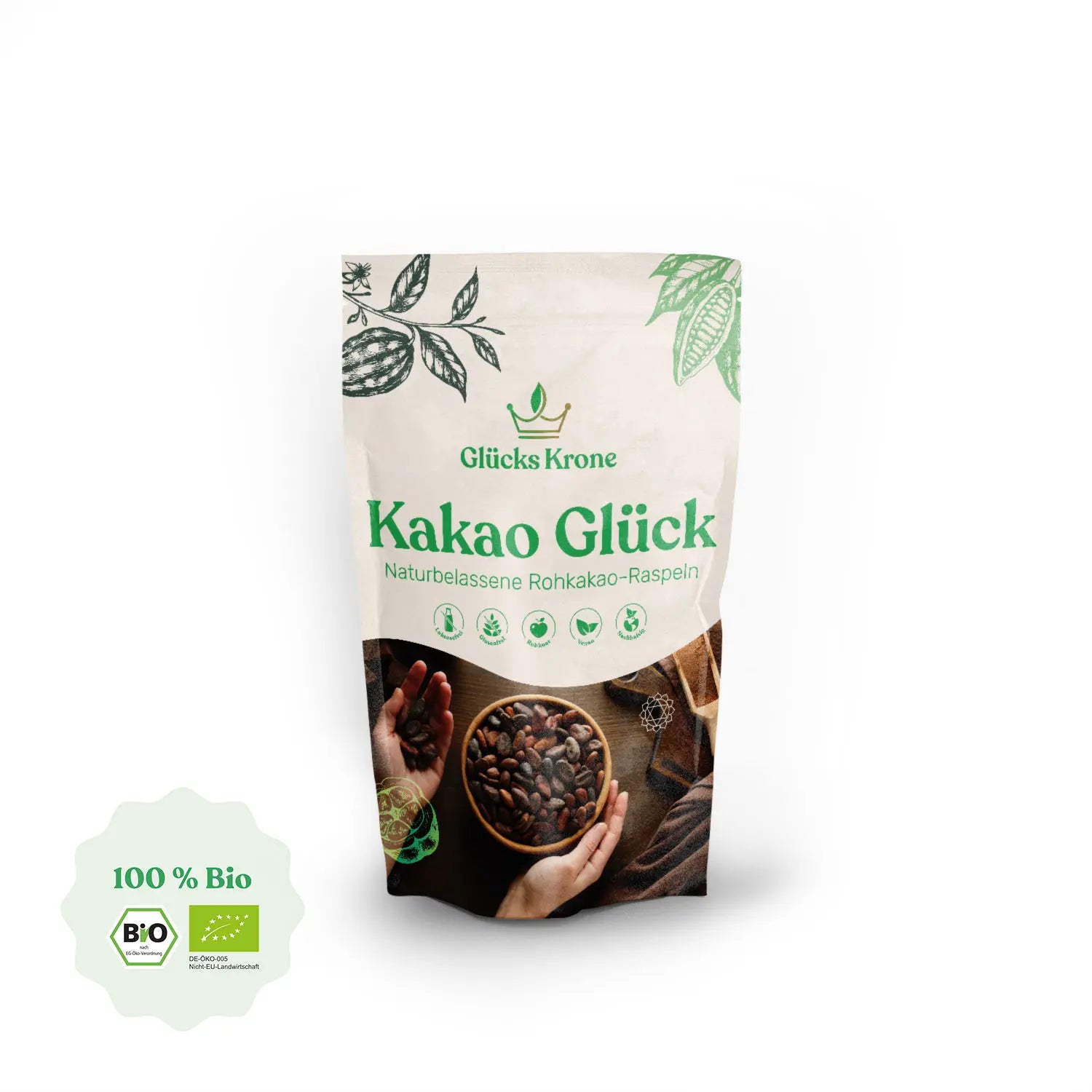 Bio Kakao Glück (100% Bio Roh Kakao) - 250g