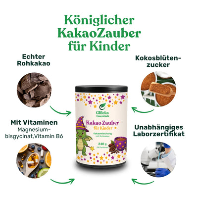Kakao Zauber + gratis glücksi Buch - Kakaomischung für Kinder - 240 g
