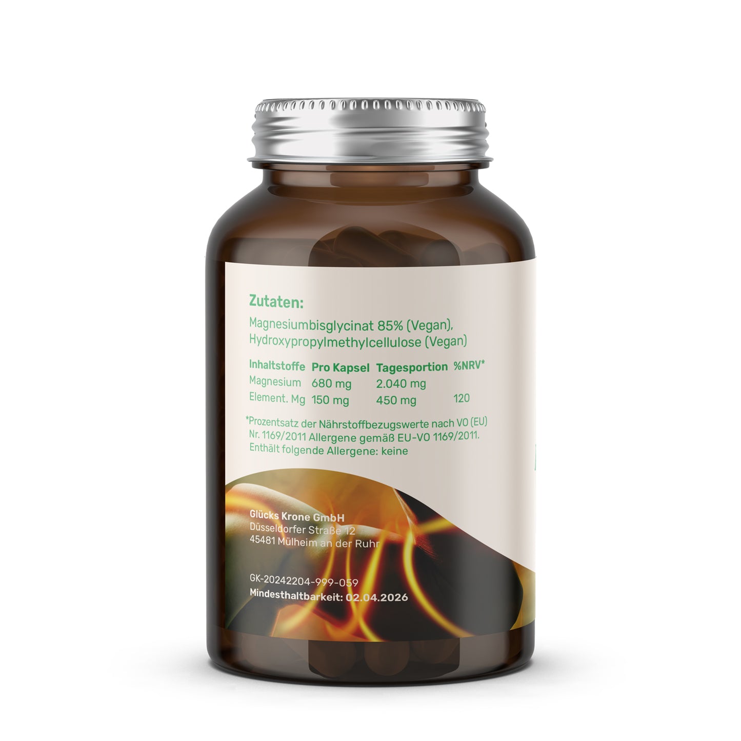 Magnesium+ Bisglycinat - 120 Kapseln - 40 Tagesrationen