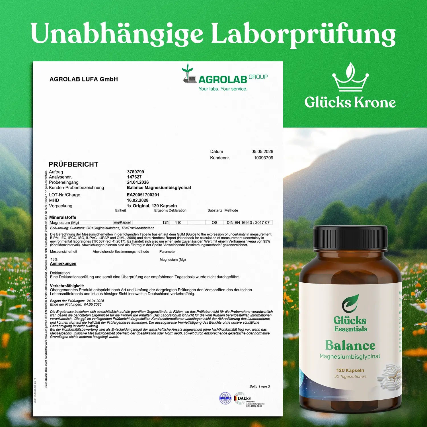Balance (Magnesium Bisglycinat) - 120 Kapseln - 30 Tagesrationen