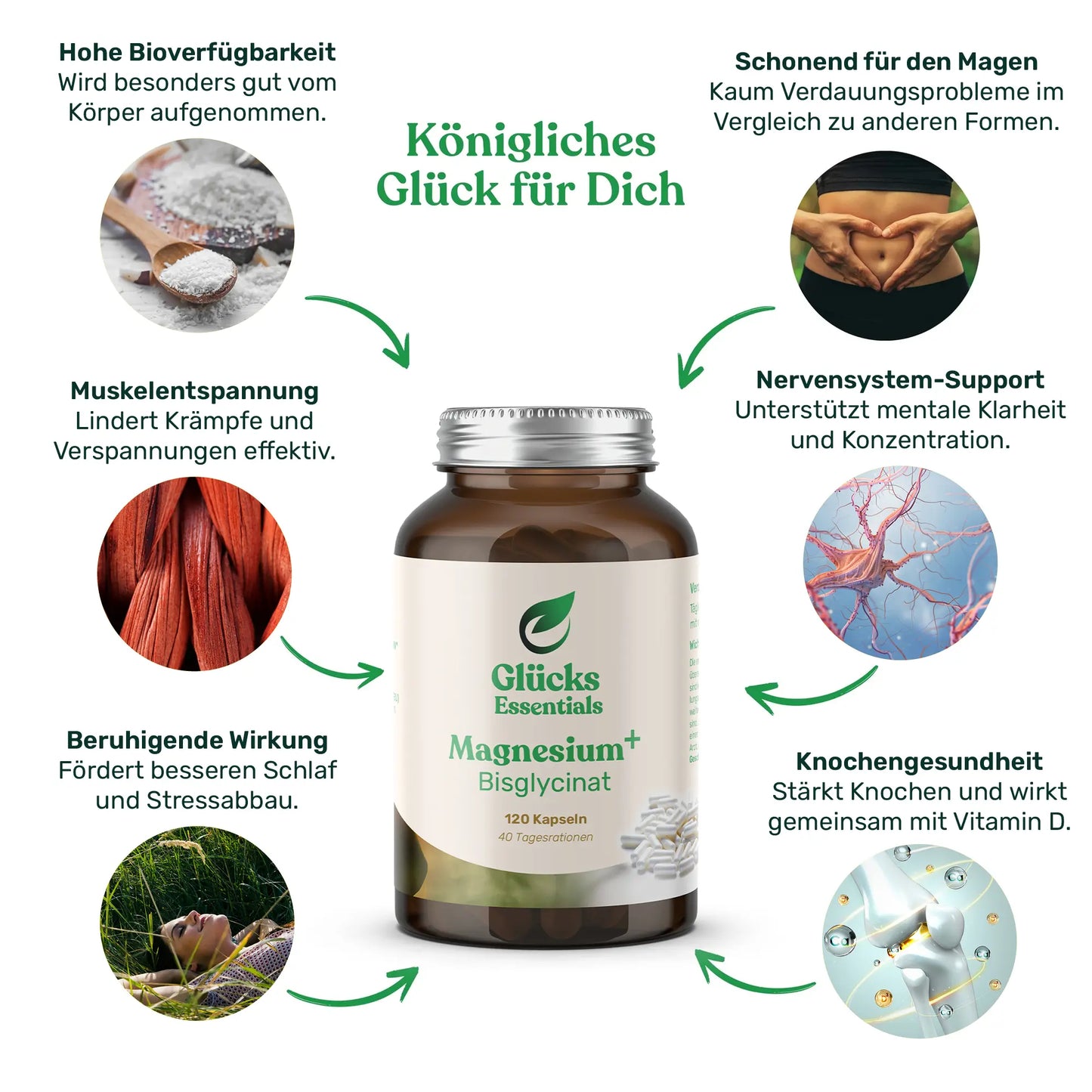 Magnesium+ Bisglycinat - 120 Kapseln - 40 Tagesrationen