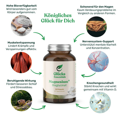 Magnesium+ Bisglycinat - 120 Kapseln - 40 Tagesrationen