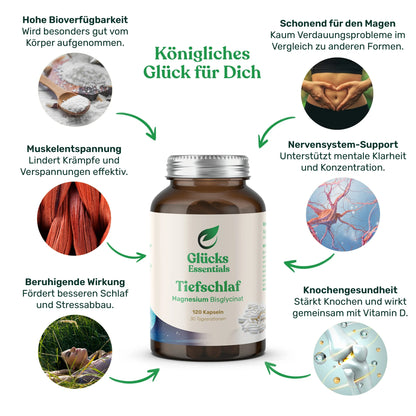 Tiefschlaf - Magnesium Bisglycinat - 120 Kapseln - 40 Tagesrationen