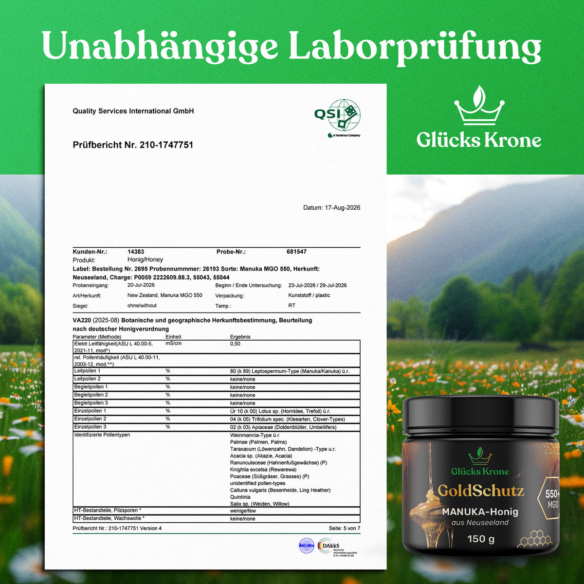GoldSchutz - Premium Manuka Honig - 550+ MGO - 150 g - aus Neuseeland