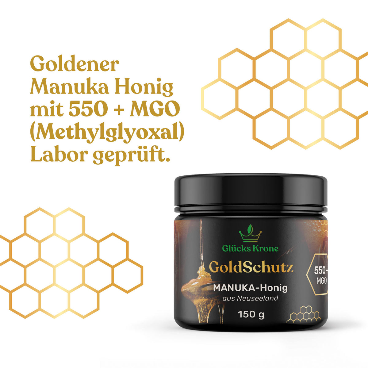 GoldSchutz - Premium Manuka Honig - 550+ MGO - 150 g - aus Neuseeland