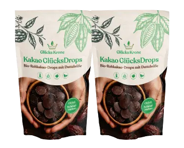 2 Stück Kakao GlücksDrops - Bio-Rohkakao-Drops mit Dattelsüße - 250 g
