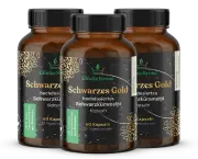 3 Stück Schwarzes Gold - Schwarzkümmelöl 22.000 mg/kg Thymochinongehalt - 60 Kapseln