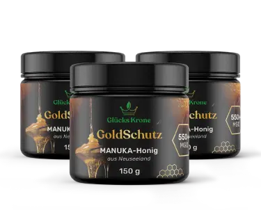 3 Stück GoldSchutz - Premium Manuka Honig - 550+ MGO - 150 g - aus Neuseeland