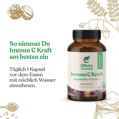 Immun C Kraft - Vitamin C aus Hagebutte - 60 Kapseln