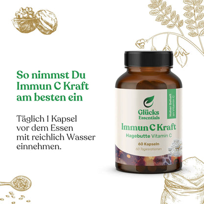 Immun C Kraft - Vitamin C aus Hagebutte - 60 Kapseln