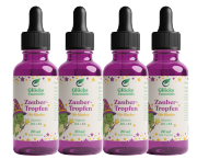 4 Stück ZauberTropfen + gratis glücksi Buch - Vitamin D3 + K2 für Kinder - 20 ml