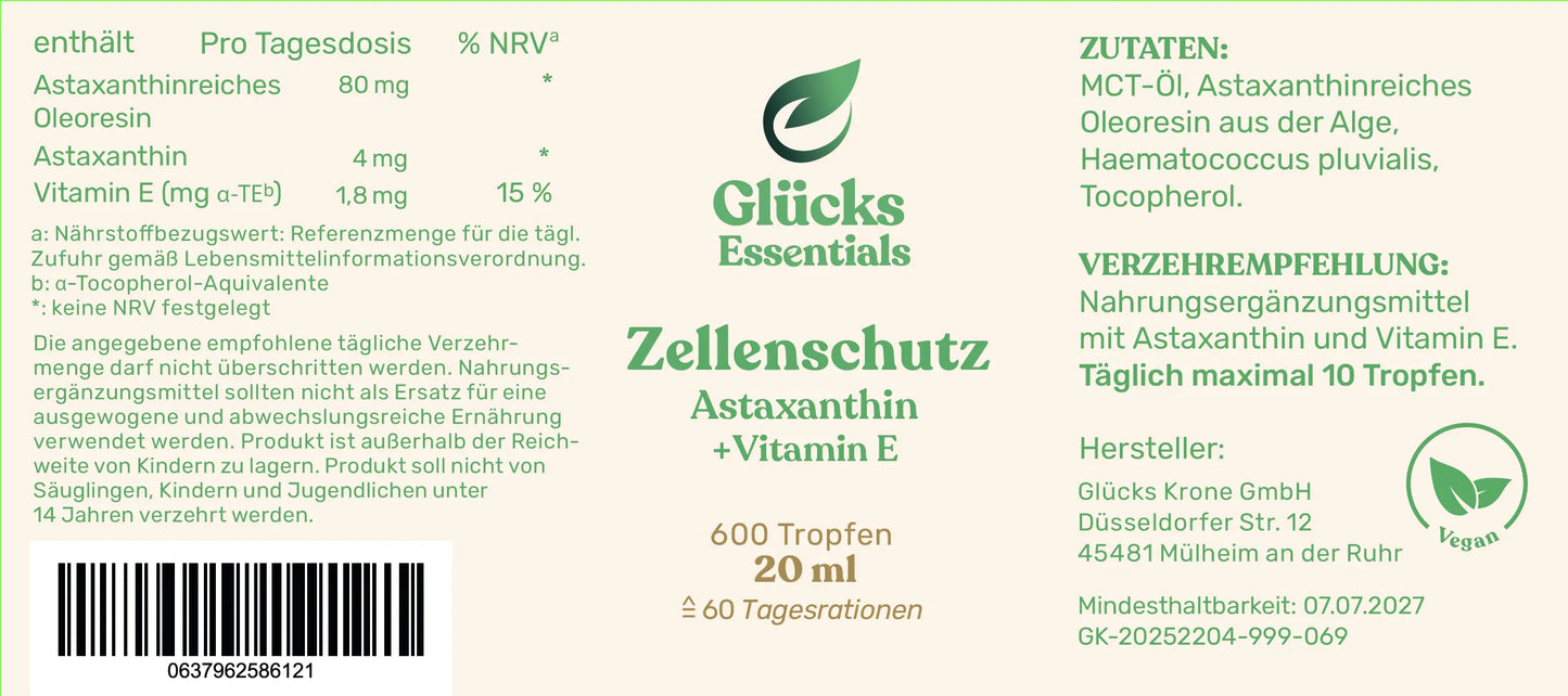 Zellenschutz - Astaxanthin + Vitamin E - 20 ml